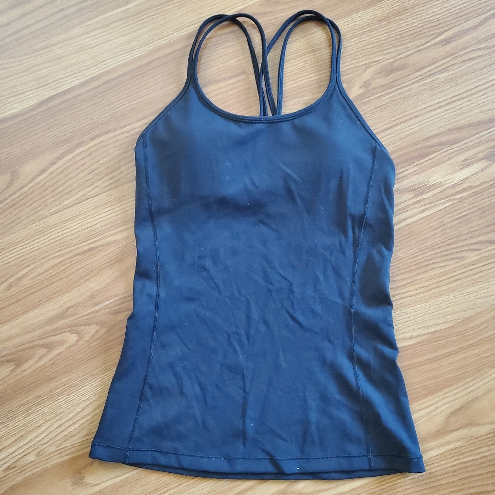 Lululemon strappy back black Tank size 4